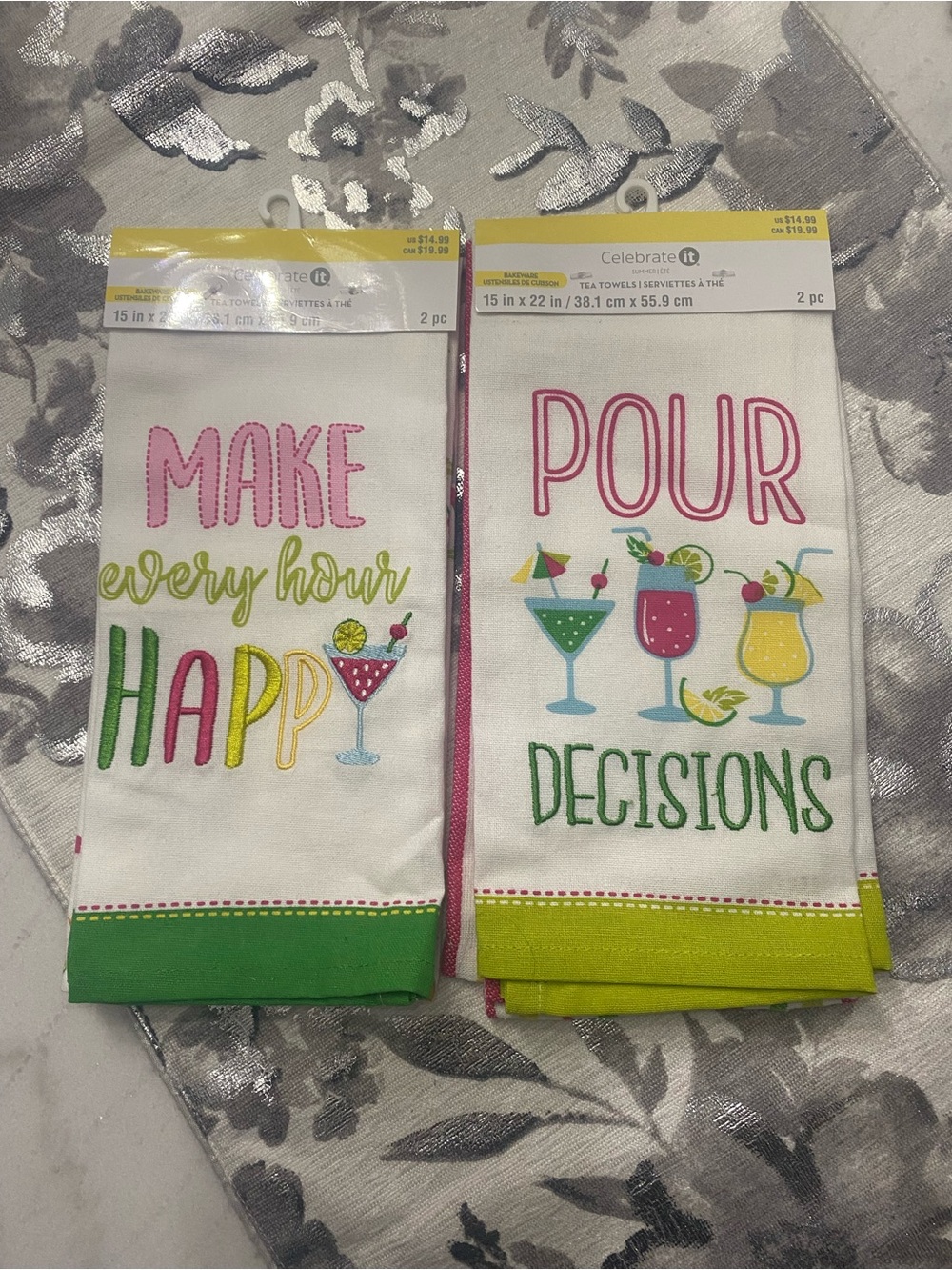 4 Cocktail Tea Towels Happy Hour Pour Decisions Kitchen Towels